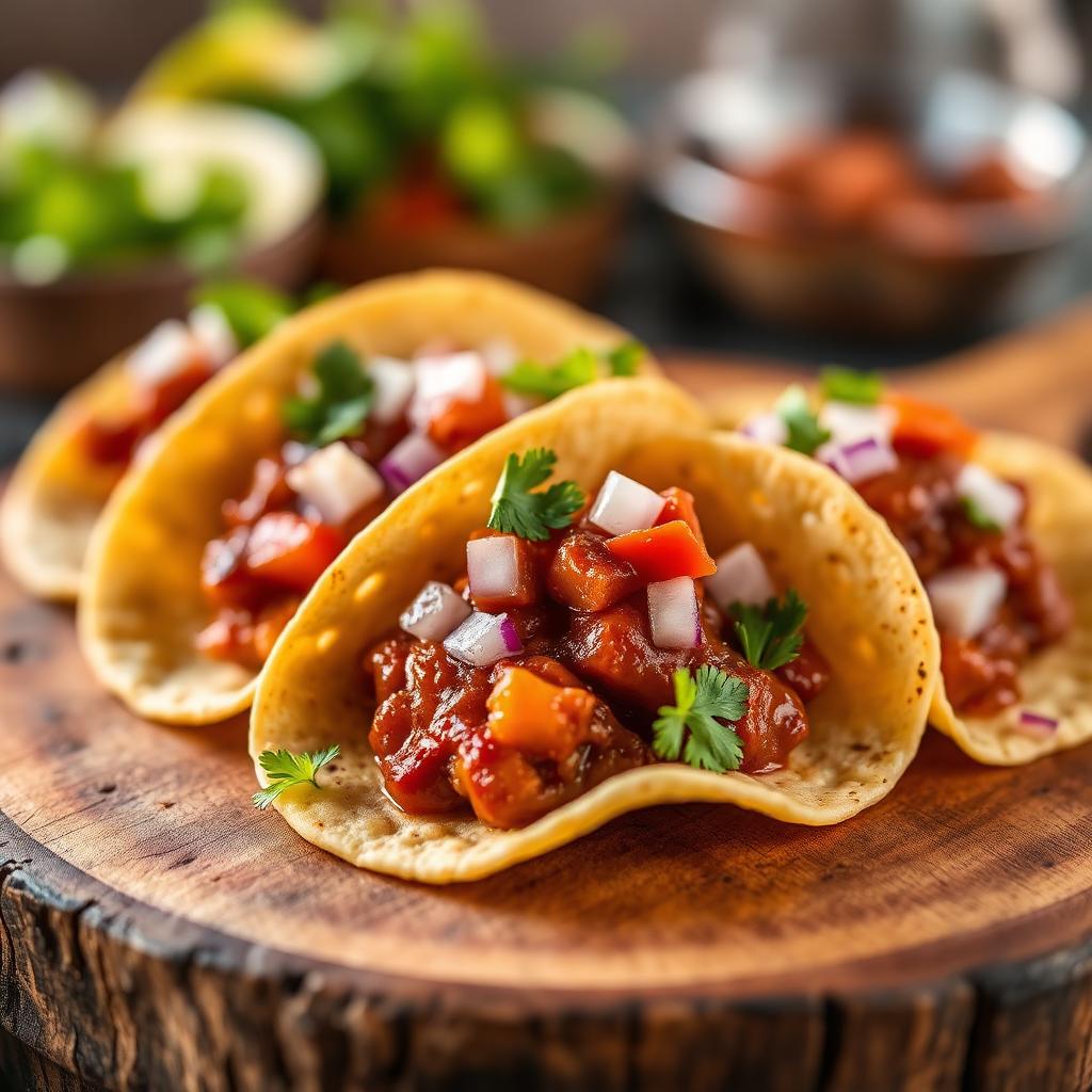 Tacos rojos estilo San Luis Potosí con cilantro y cebolla
